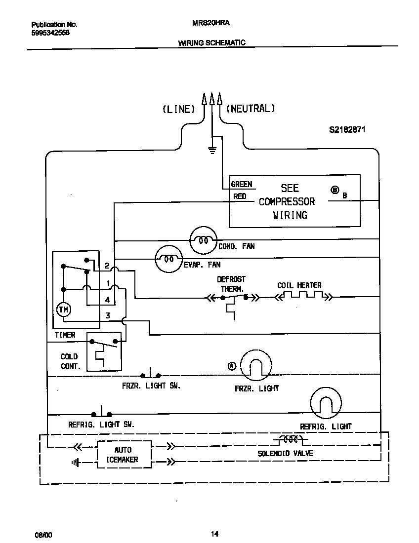 Universal/Multiflex (Frigidaire) MRS20HRADD wiring schematic diagram