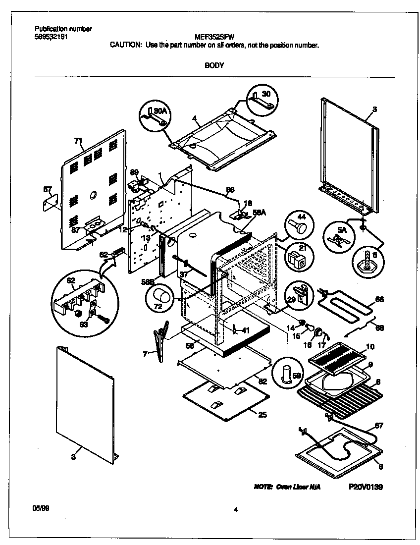 Frigidaire MEF352SFWC body diagram