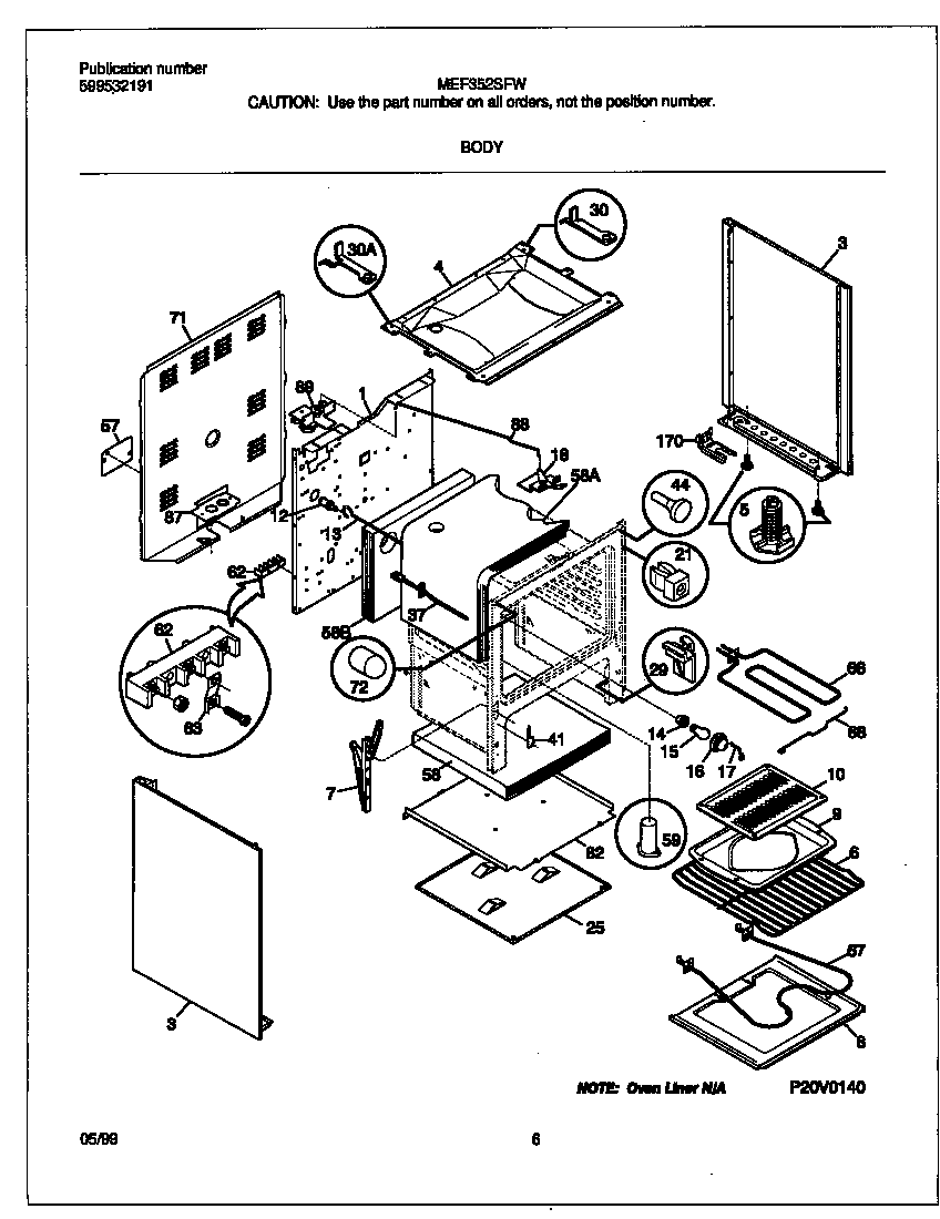 Frigidaire MEF352SFWC body diagram