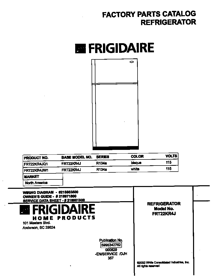Frigidaire FRT22KR4JQ1 cover diagram
