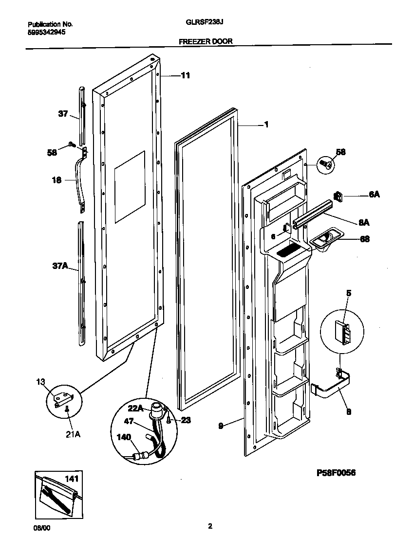 Frigidaire GLRSF236JB1 freezer door diagram