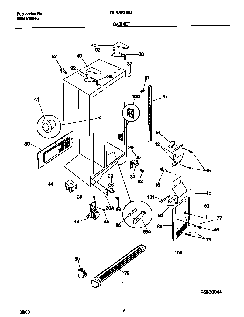 Frigidaire GLRSF236JB1 cabinet diagram