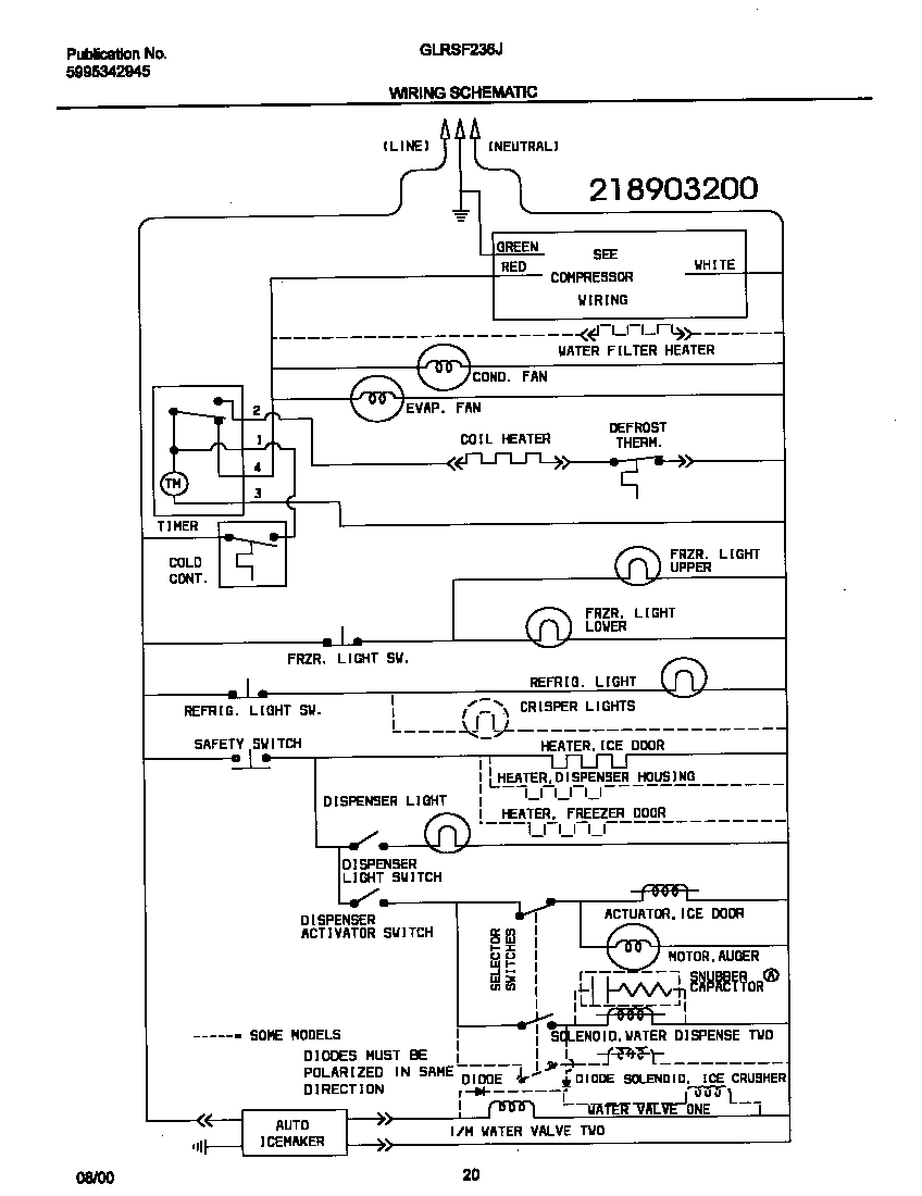 Frigidaire GLRSF236JB1 wiring schematic diagram