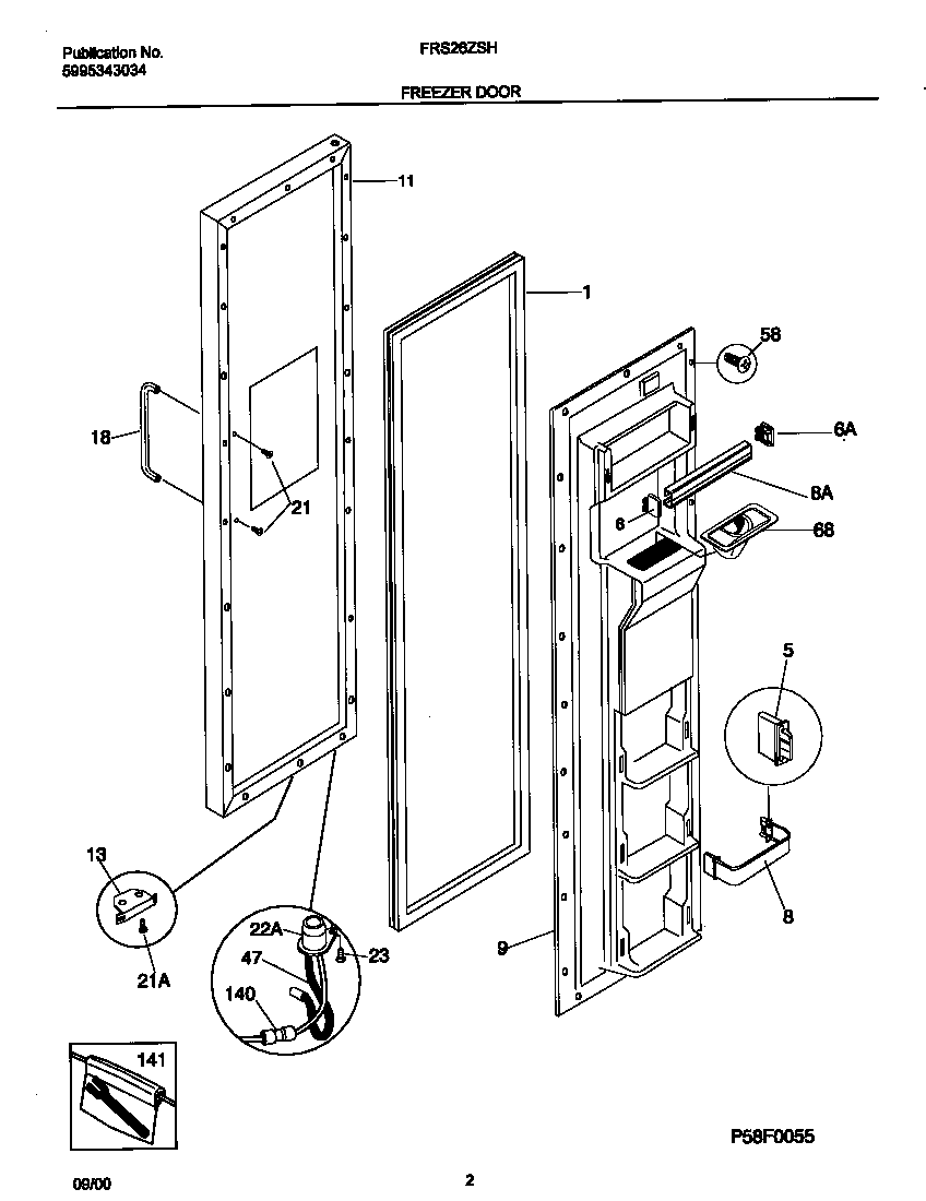 Frigidaire FRS26ZSHB4 freezer door diagram