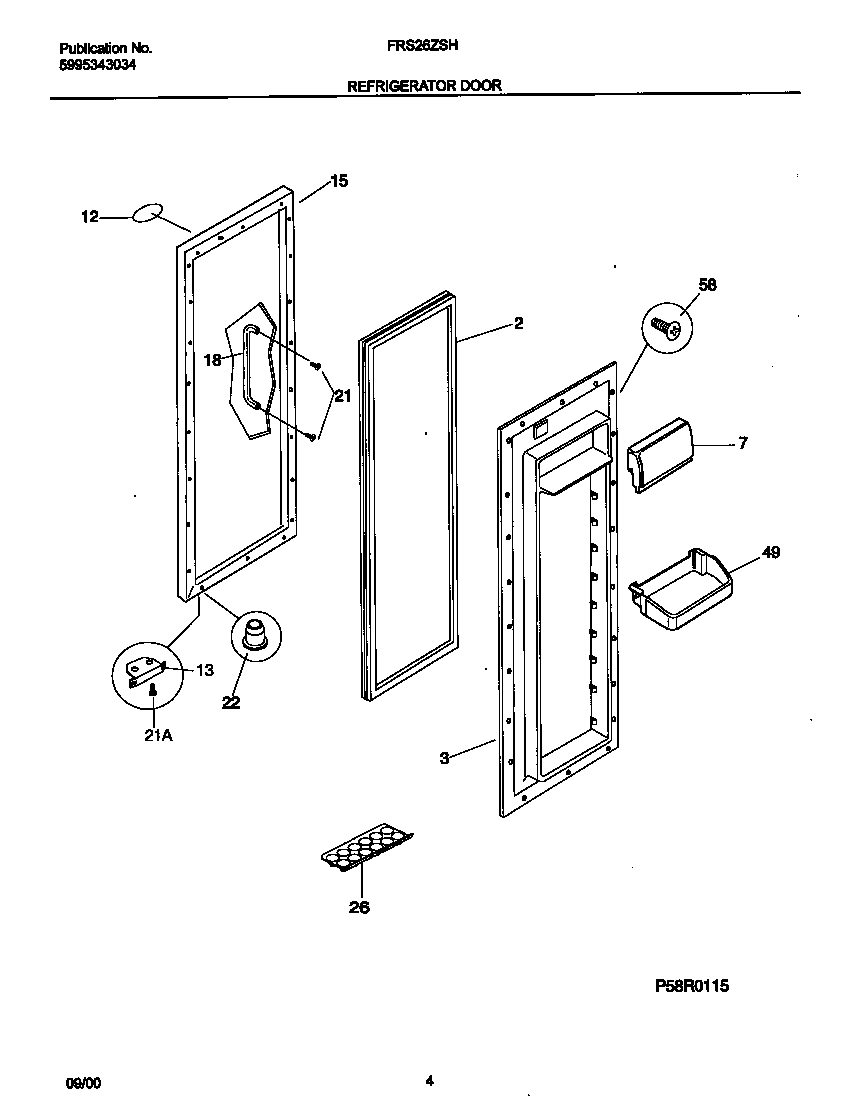 Frigidaire FRS26ZSHB4 refrigerator door diagram