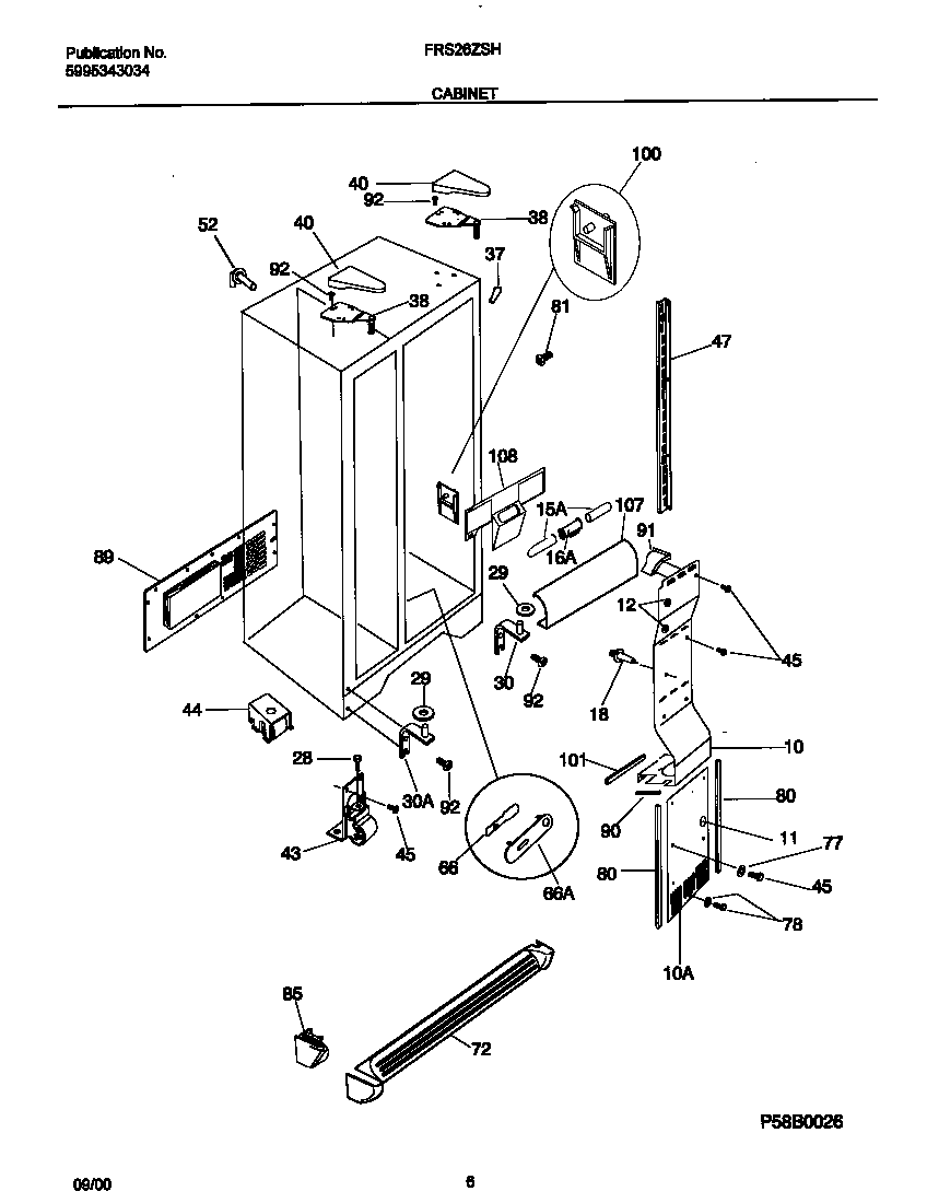 Frigidaire FRS26ZSHB4 cabinet diagram