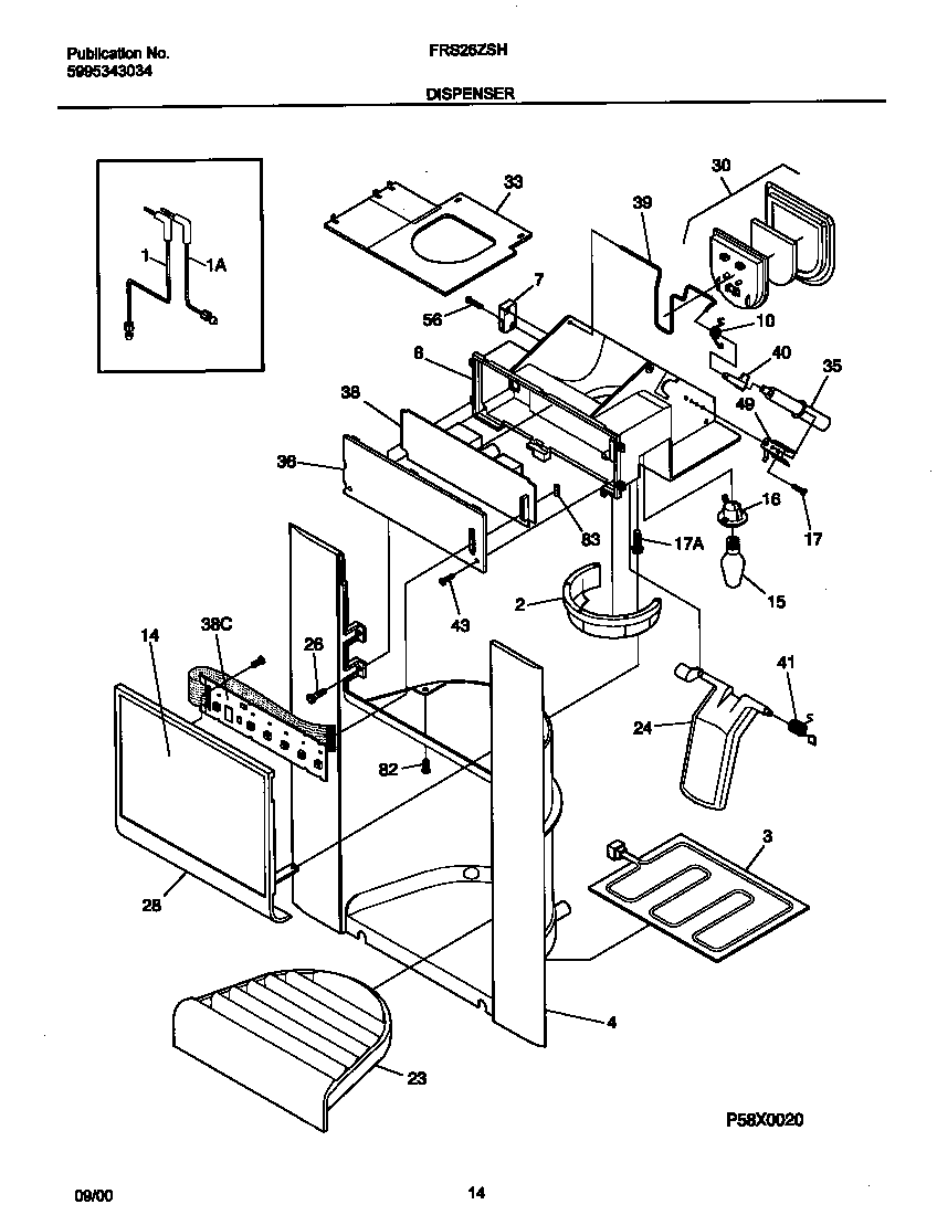 Frigidaire FRS26ZSHB4 dispenser diagram