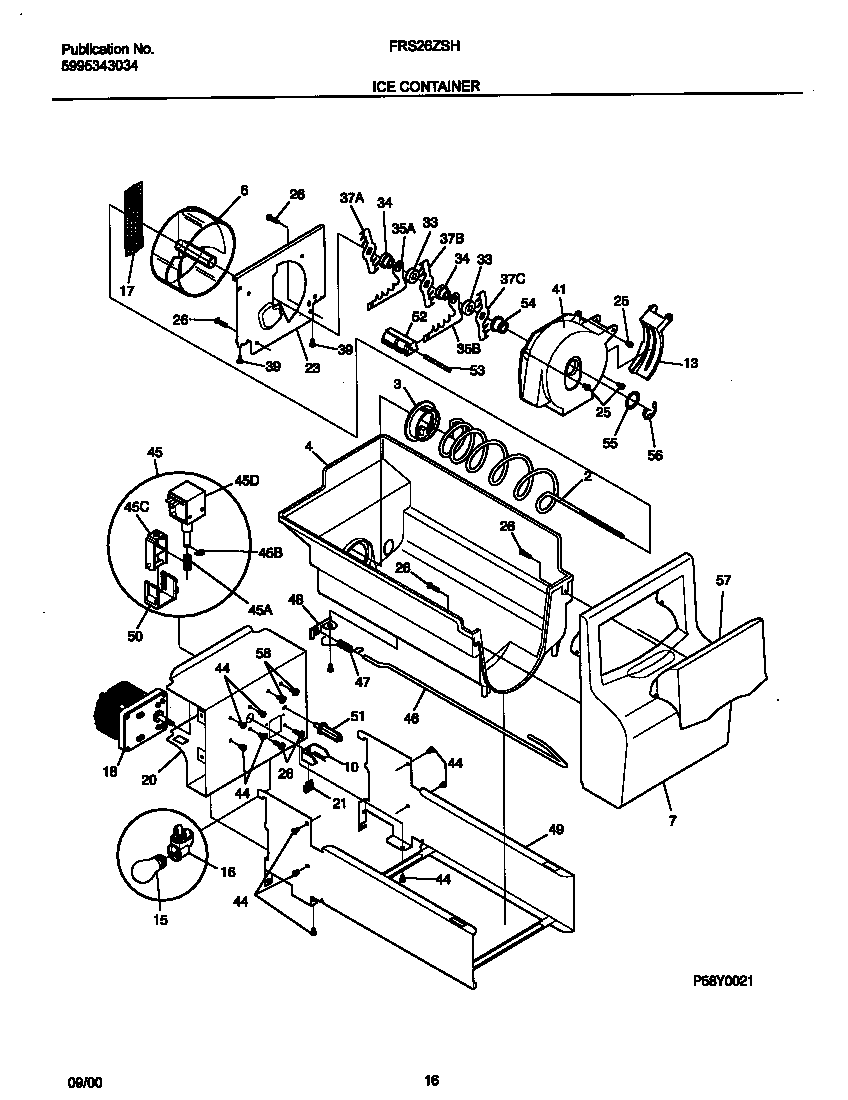Frigidaire FRS26ZSHB4 ice container diagram