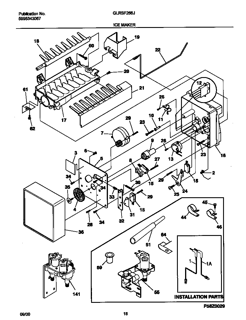 Frigidaire GLRSF266JW1 ice maker diagram