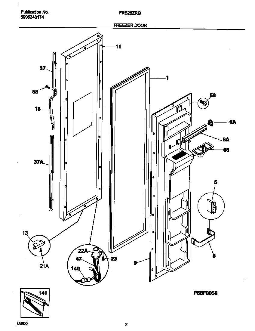 Frigidaire FRS26ZRGWB freezer door diagram