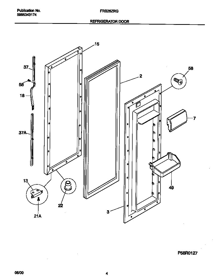 Frigidaire FRS26ZRGWB refrigerator door diagram