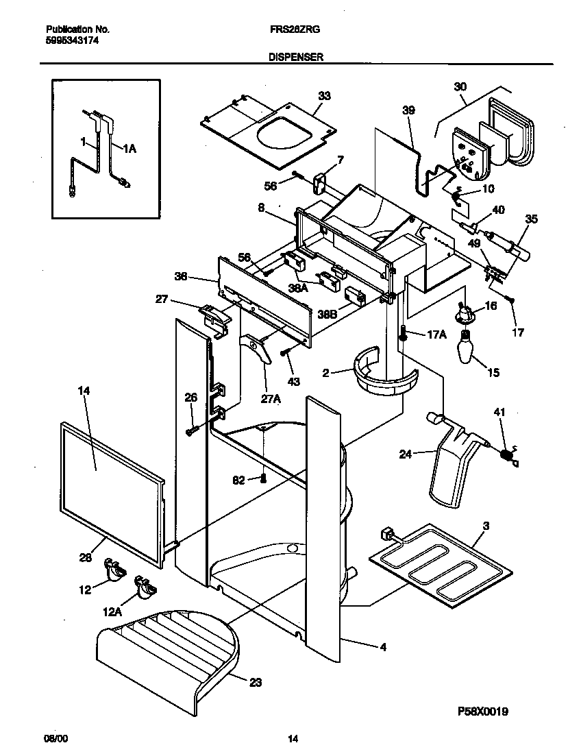Frigidaire FRS26ZRGWB dispenser diagram