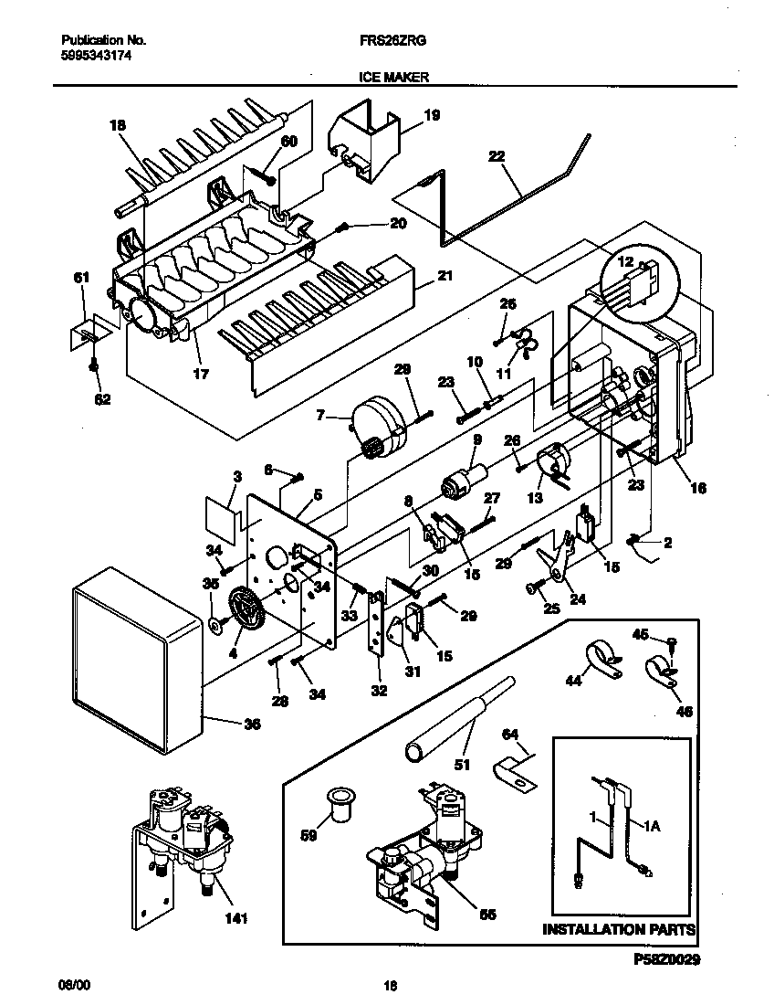 Frigidaire FRS26ZRGWB ice maker diagram