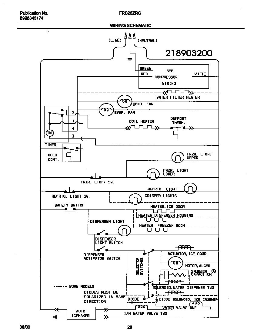 Frigidaire FRS26ZRGWB wiring schematic diagram