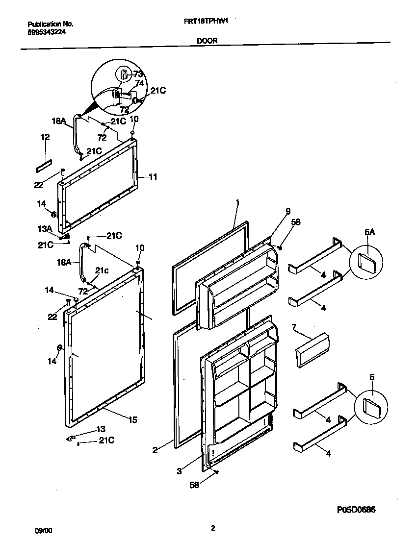 Frigidaire FRT18TPHW1 door diagram