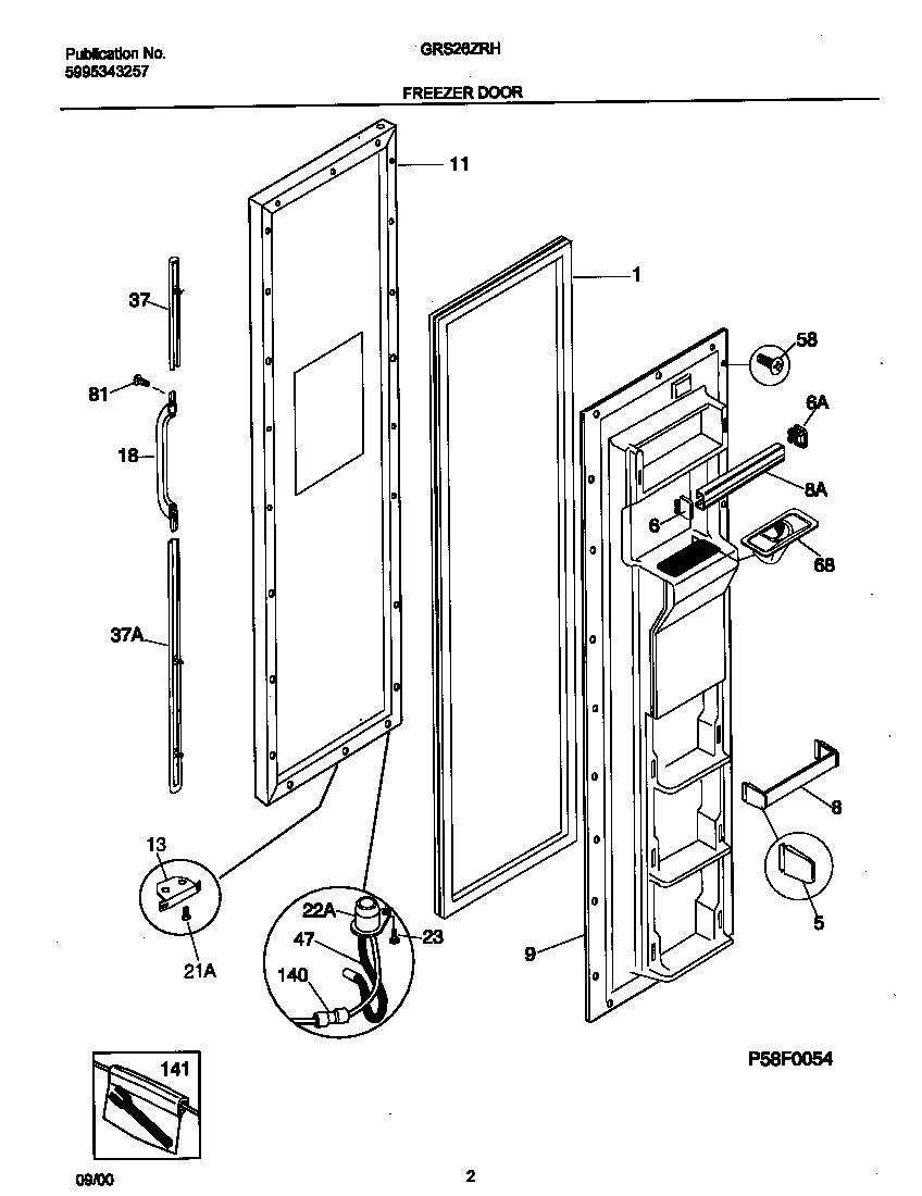 Gibson GRS26ZRHW5 freezer door diagram