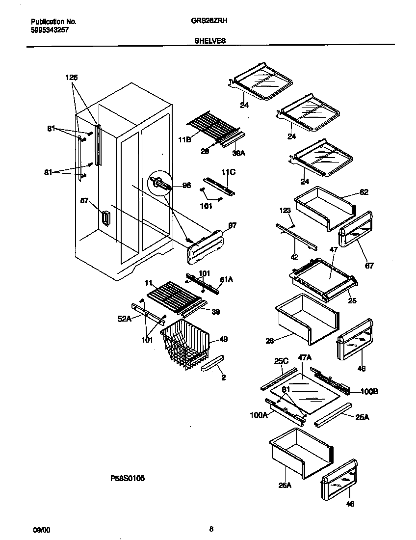 Gibson GRS26ZRHW5 shelves diagram