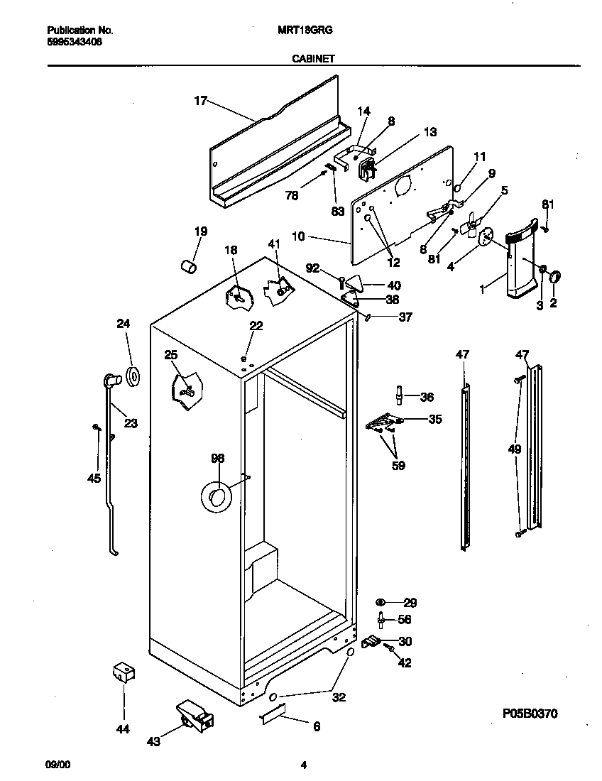 Universal/Multiflex (Frigidaire) MRT18GRGW2 cabinet diagram