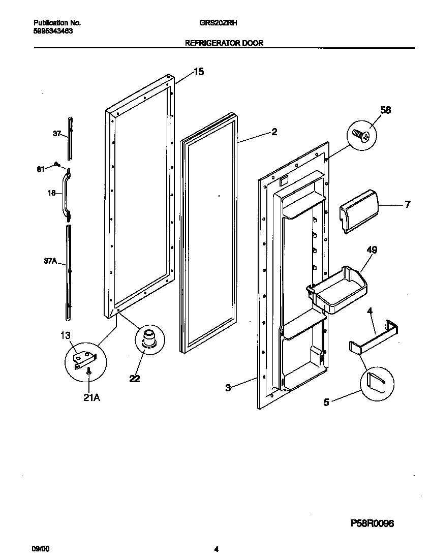 Gibson GRS20ZRHD7 refrigerator door diagram