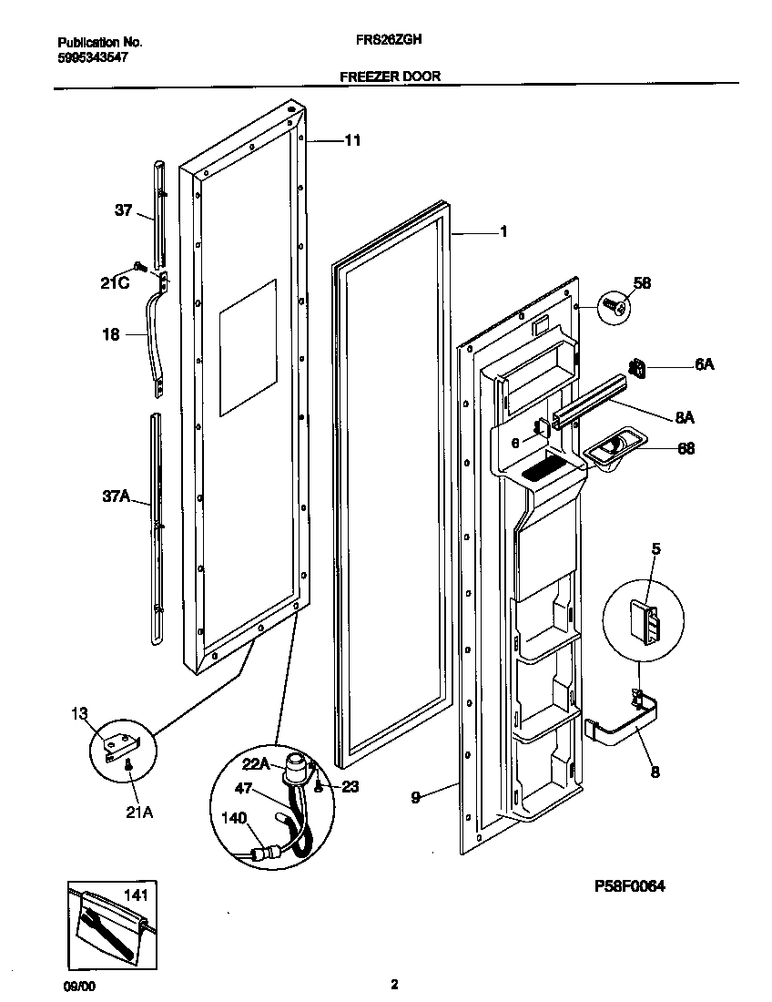 Frigidaire FRS26ZGHD4 freezer door diagram