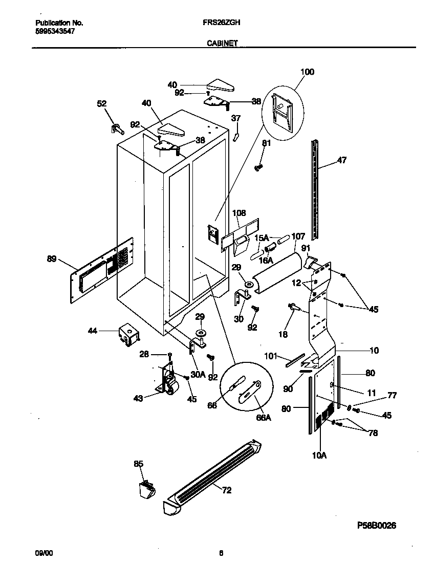 Frigidaire FRS26ZGHD4 cabinet diagram