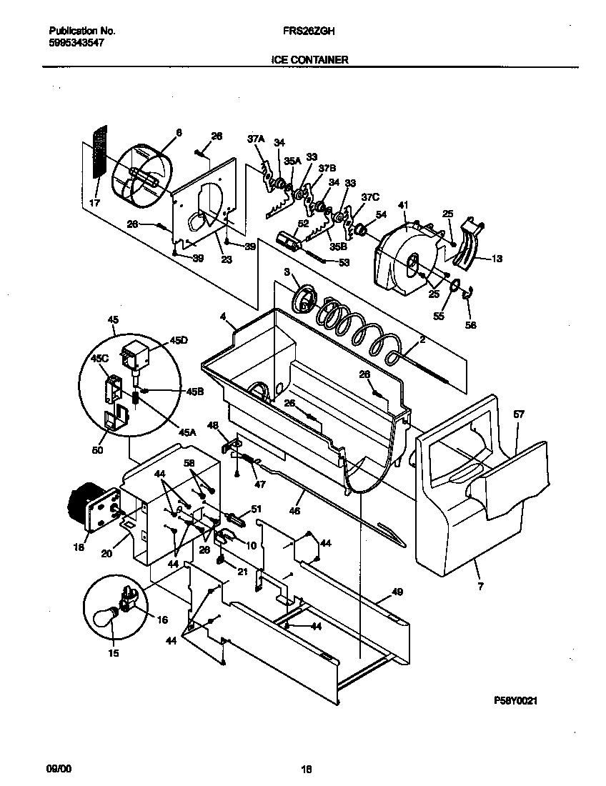 Frigidaire FRS26ZGHD4 ice container diagram