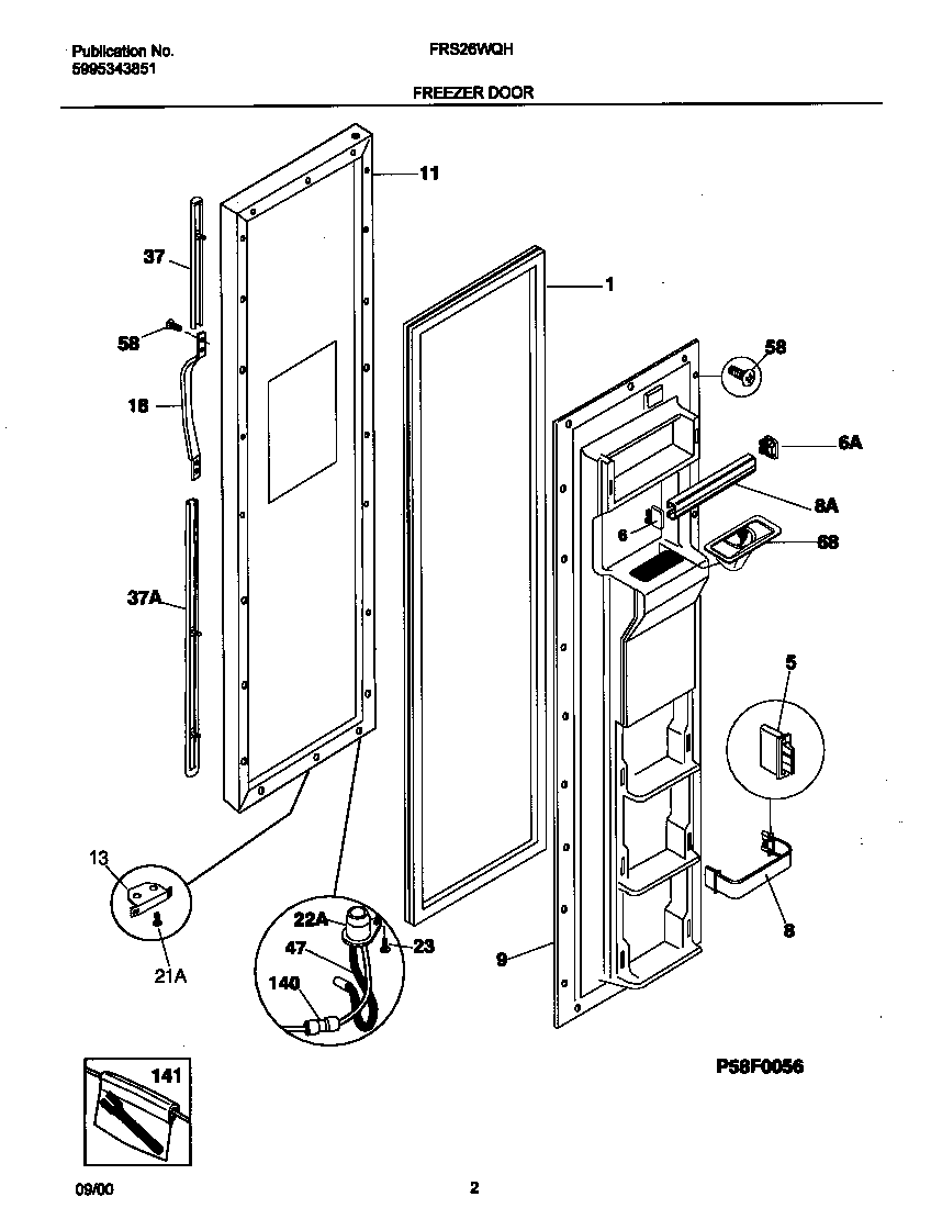 Frigidaire FRS26WQHD2 freezer door diagram