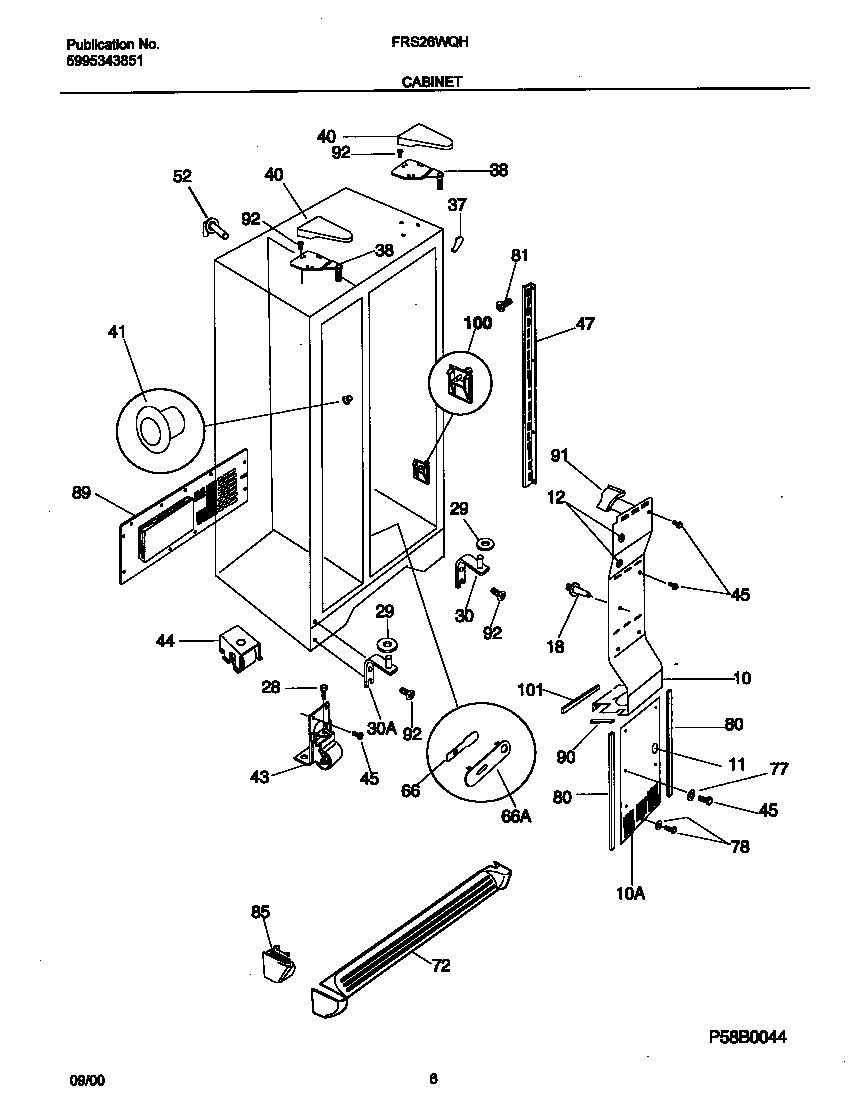 Frigidaire FRS26WQHD2 cabinet diagram