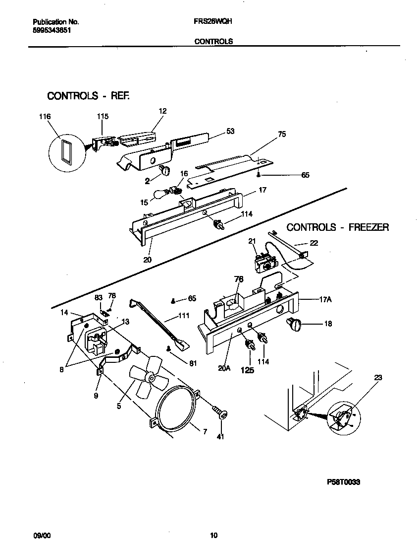 Frigidaire FRS26WQHD2 controls diagram