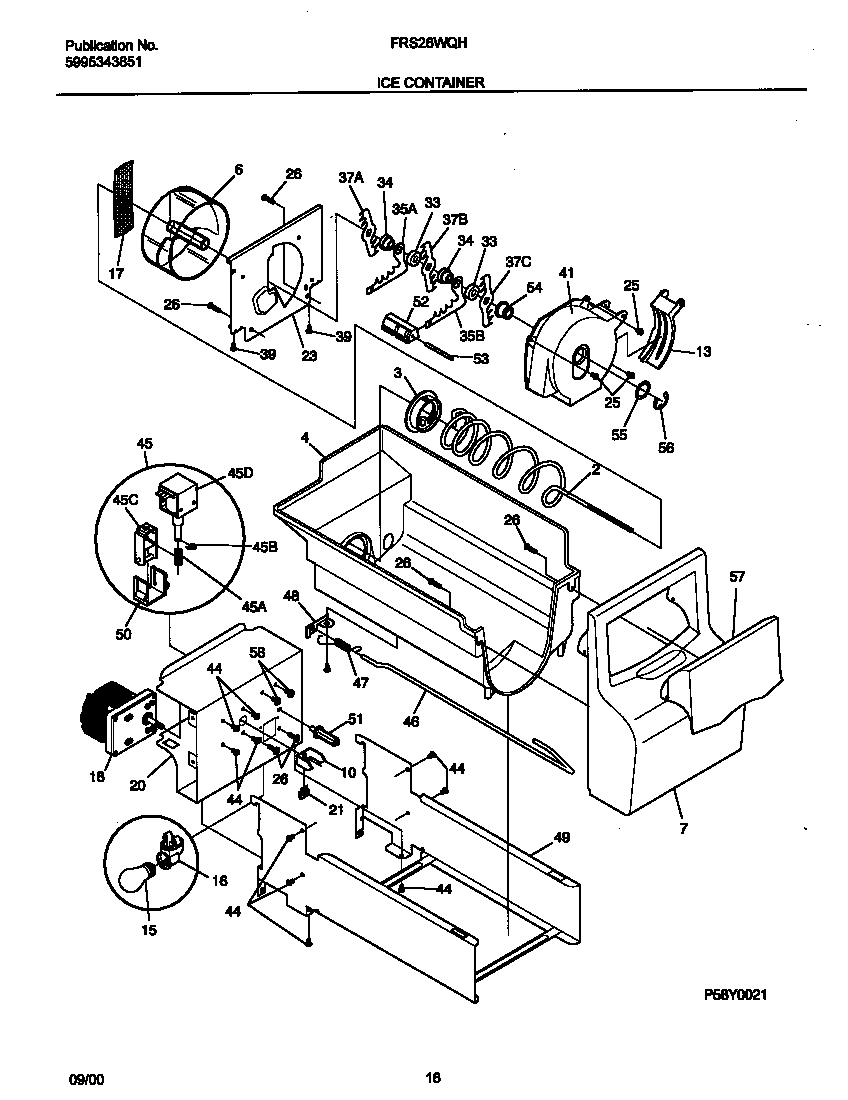 Frigidaire FRS26WQHD2 ice container diagram