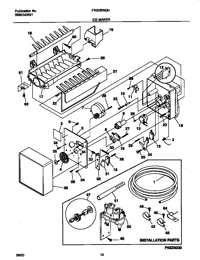 Frigidaire FRS26WQHD2 ice maker diagram