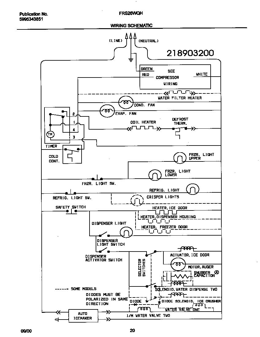 Frigidaire FRS26WQHD2 wiring schematic diagram
