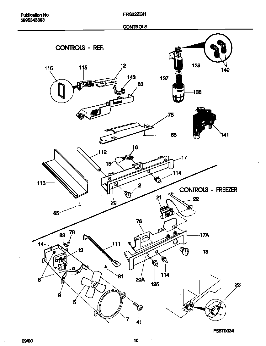 Frigidaire FRS22ZGHB5 controls diagram