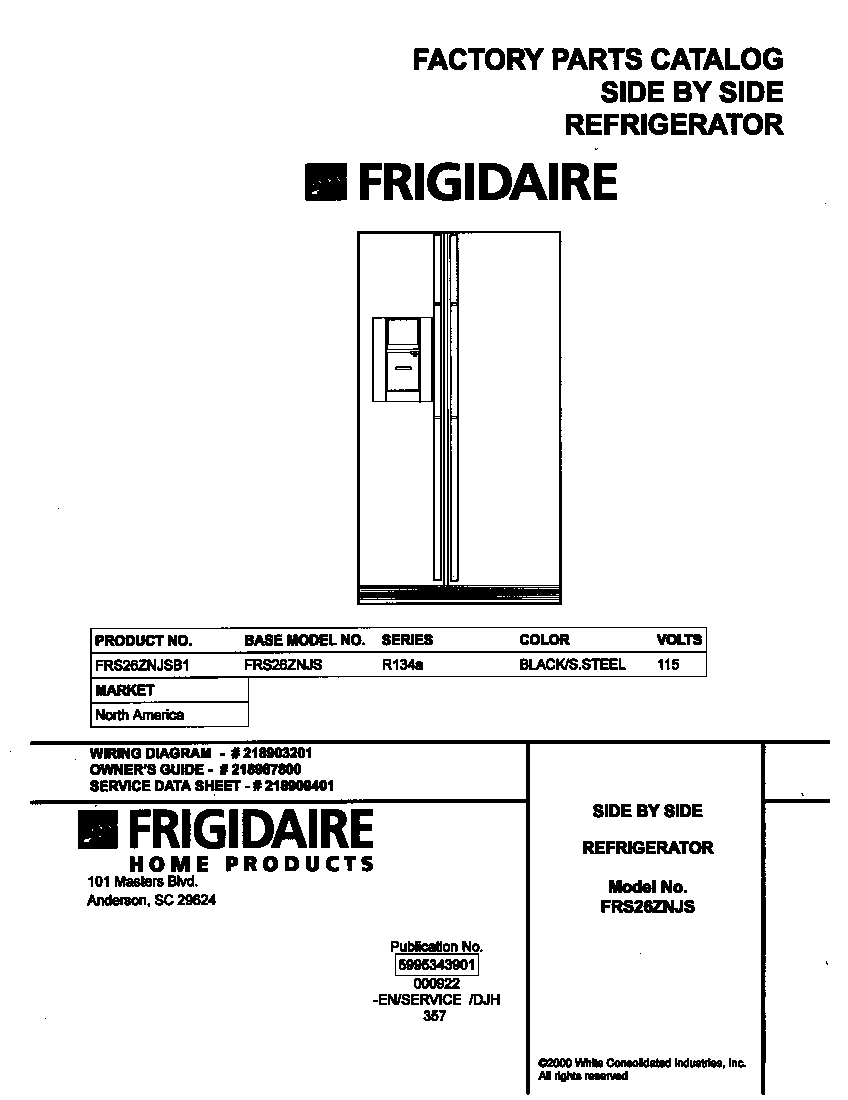 Frigidaire FRS26ZNJSB1 cover diagram
