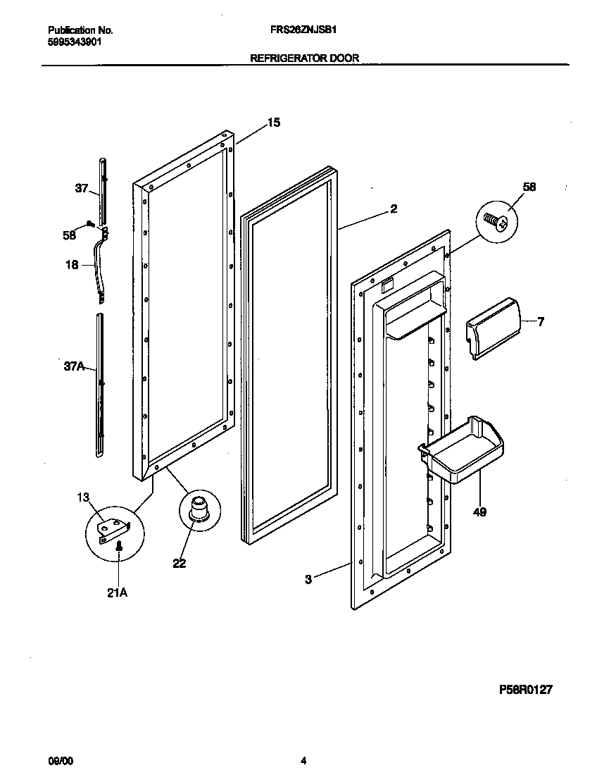 Frigidaire FRS26ZNJSB1 ref dr diagram