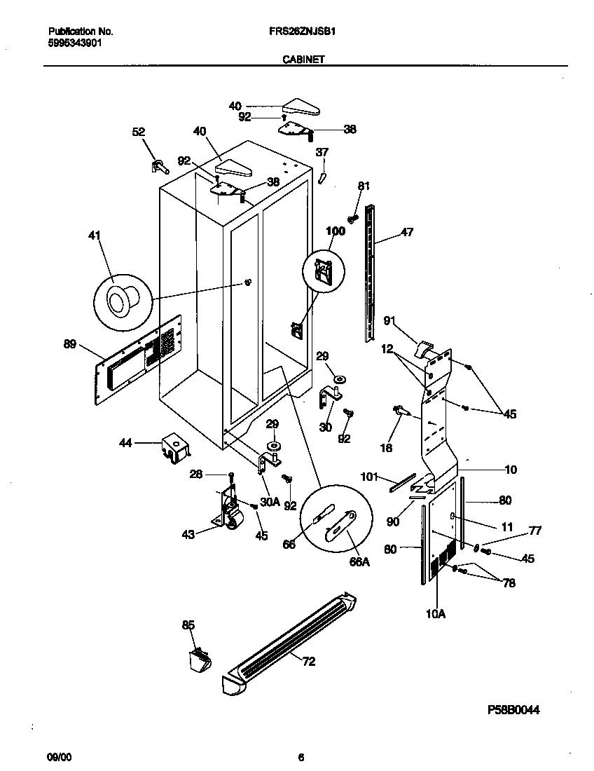 Frigidaire FRS26ZNJSB1 cabinet diagram