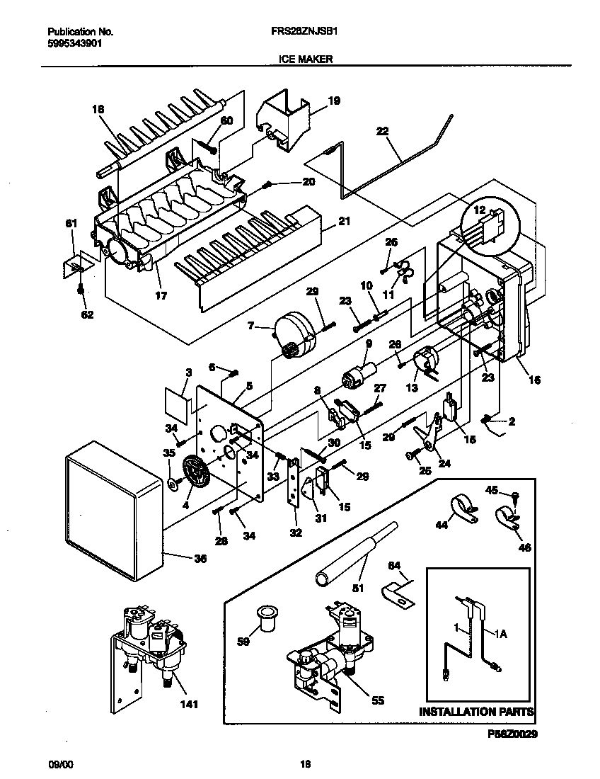 Frigidaire FRS26ZNJSB1 ice makr diagram