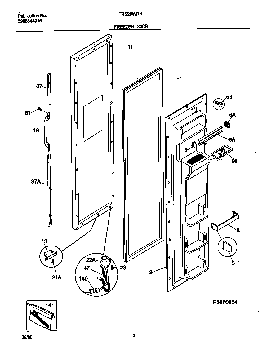 Tappan TRS20WRHW5 frz door diagram