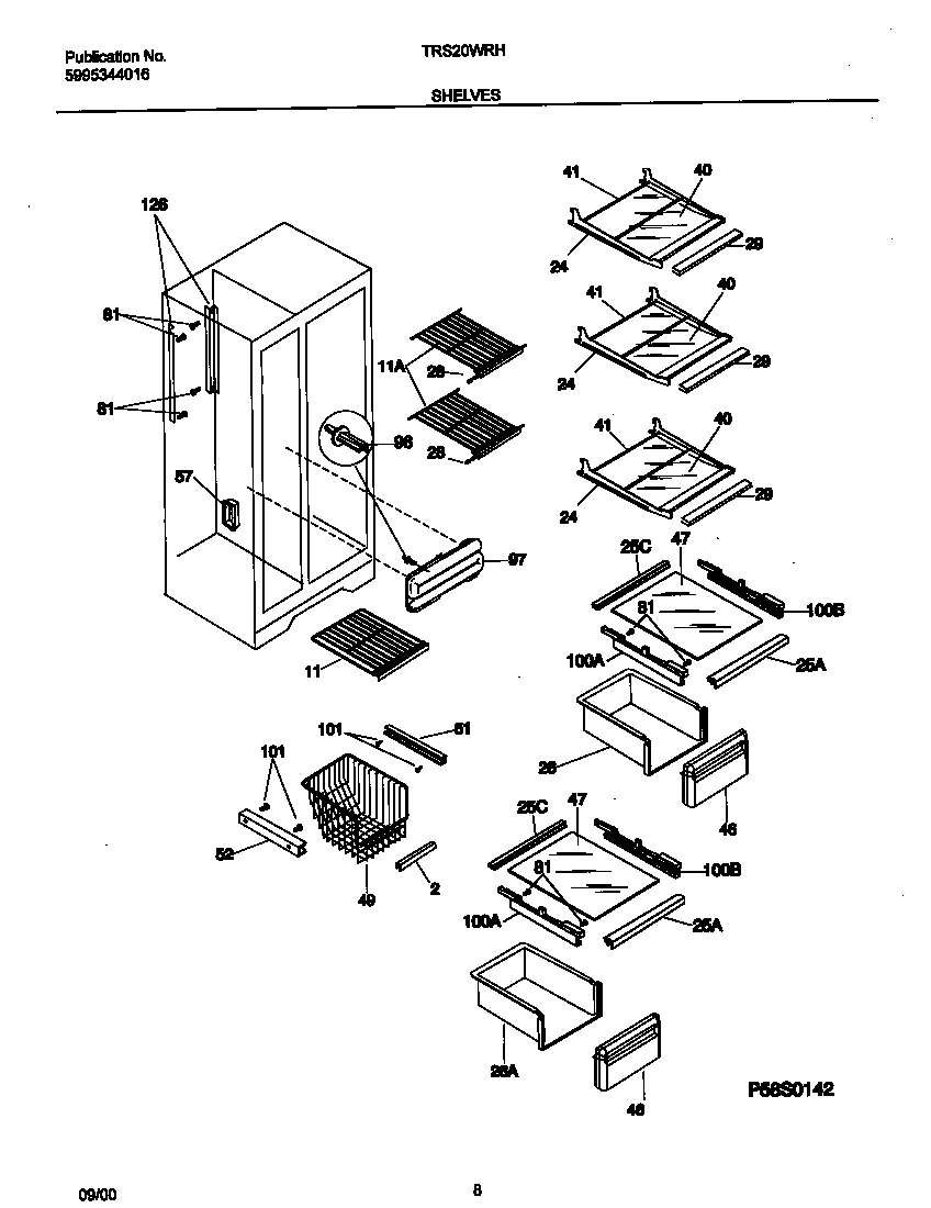 Tappan TRS20WRHW5 shelves diagram