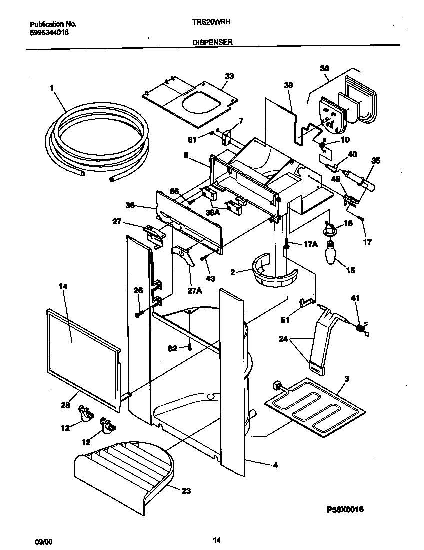 Tappan TRS20WRHW5 ice dispenser diagram