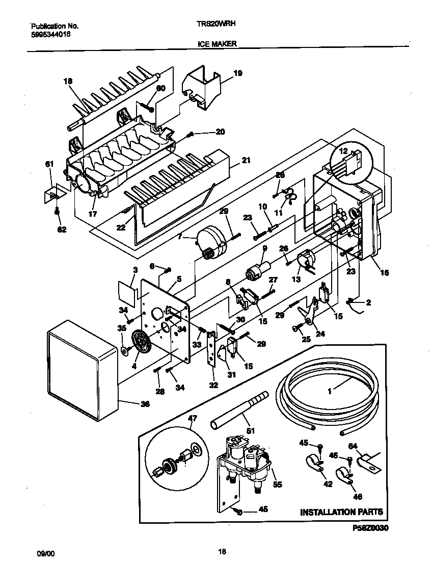 Tappan TRS20WRHW5 ice maker diagram