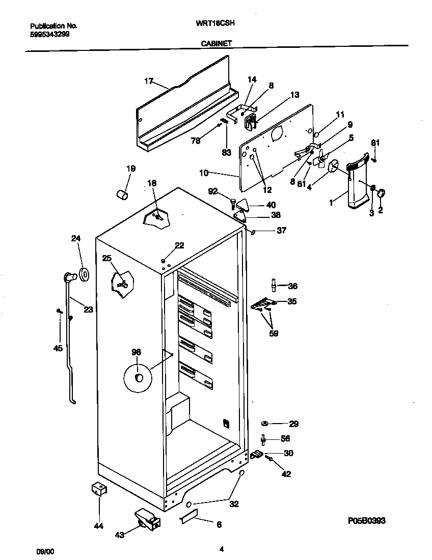 White-Westinghouse WRT18CSHW1 cabinet diagram