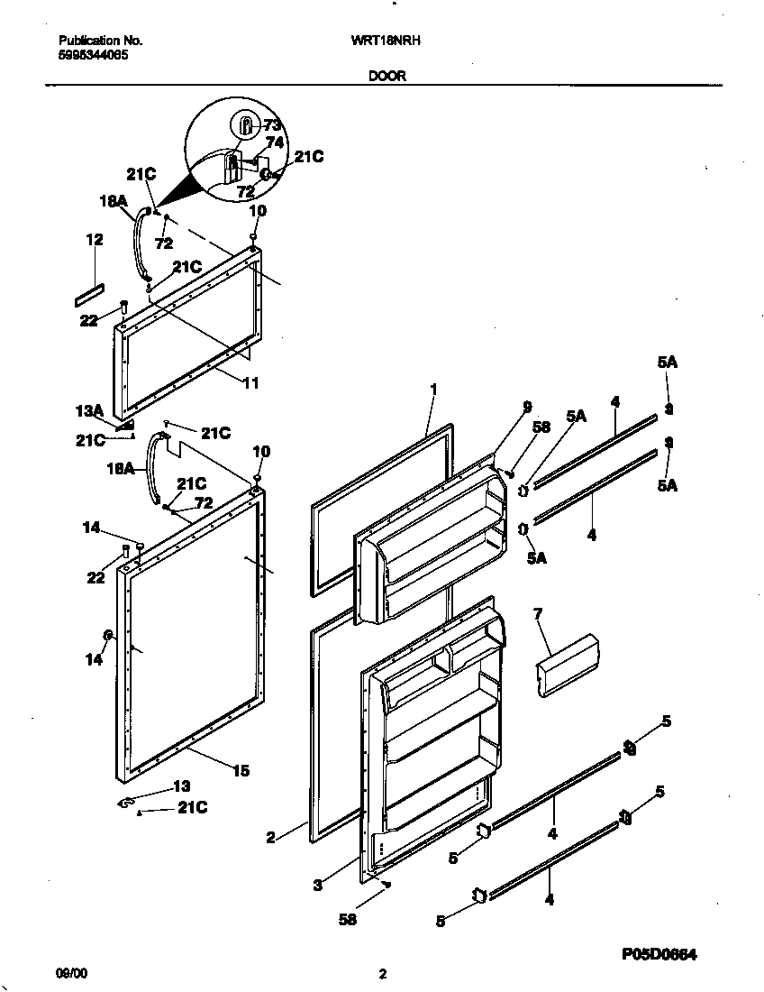 White-Westinghouse WRT18NRHD2 door diagram