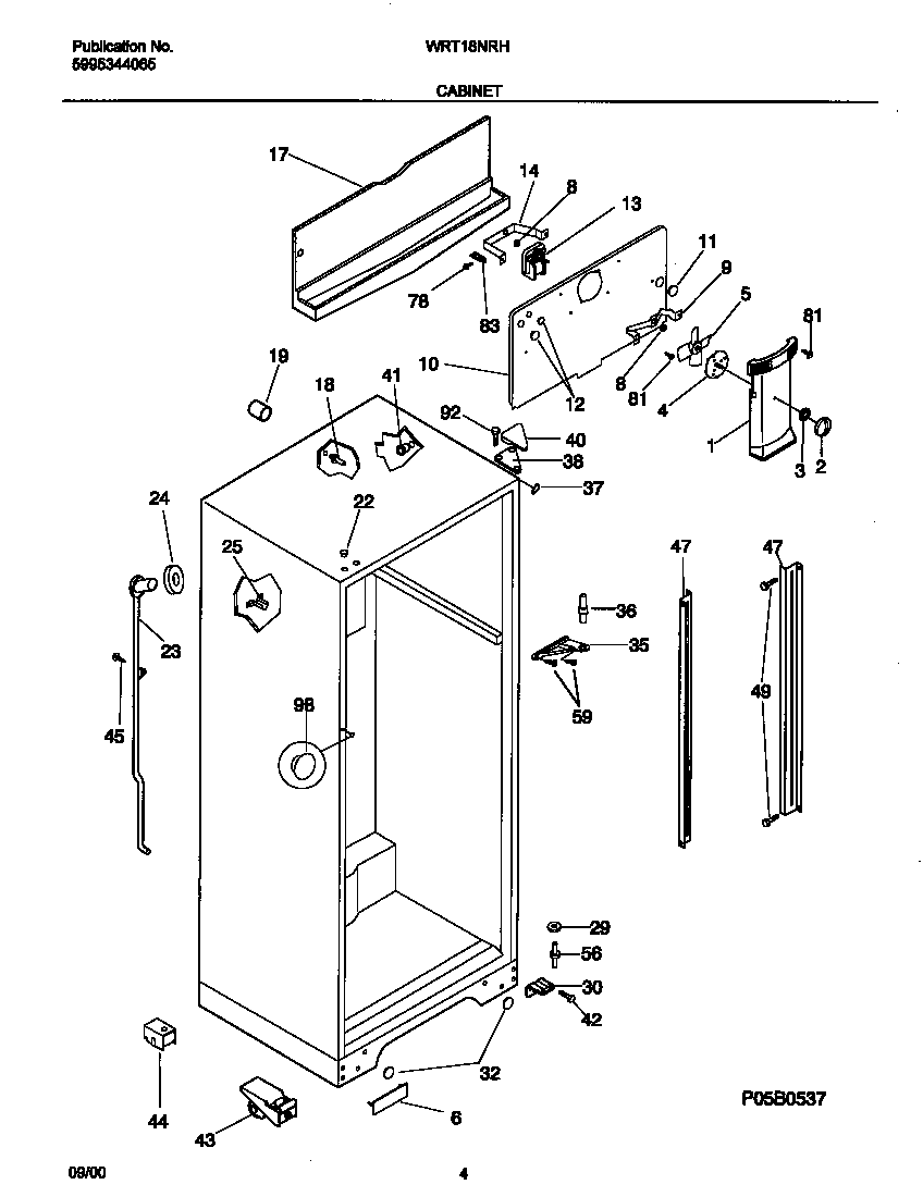 White-Westinghouse WRT18NRHD2 cabinet diagram