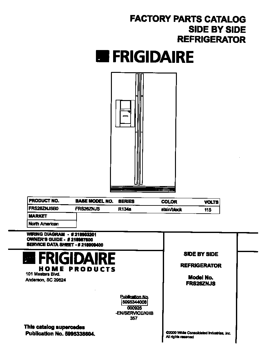 Frigidaire FRS26ZNJSB0 cover diagram