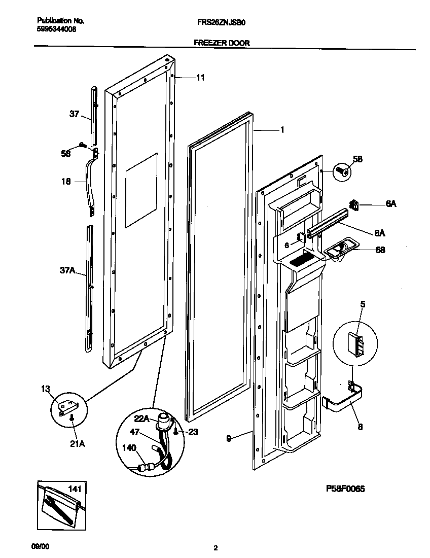 Frigidaire FRS26ZNJSB0 freezer door diagram