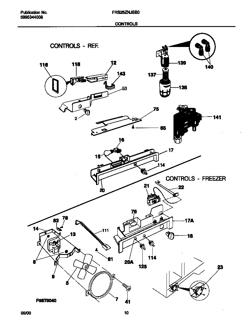 Frigidaire FRS26ZNJSB0 controls diagram