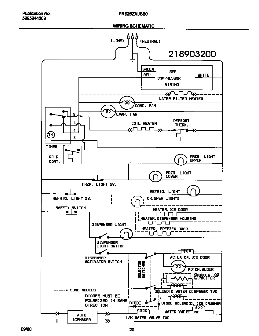 Frigidaire FRS26ZNJSB0 wiring schematic diagram
