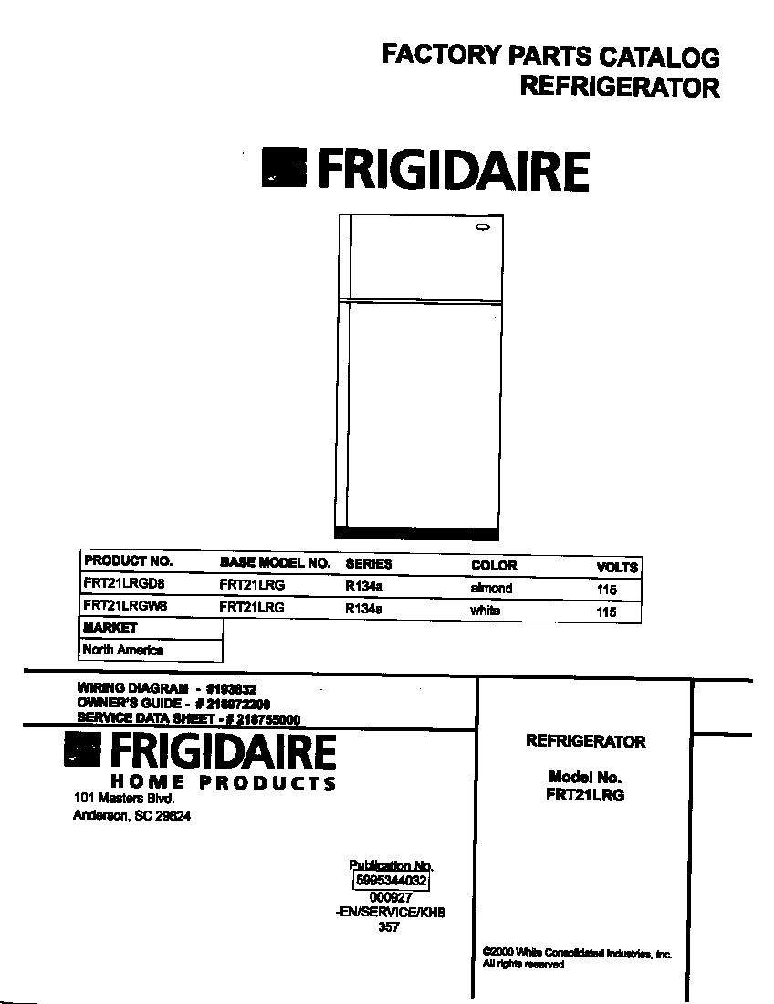 Frigidaire FRT21LRGW8 cover diagram