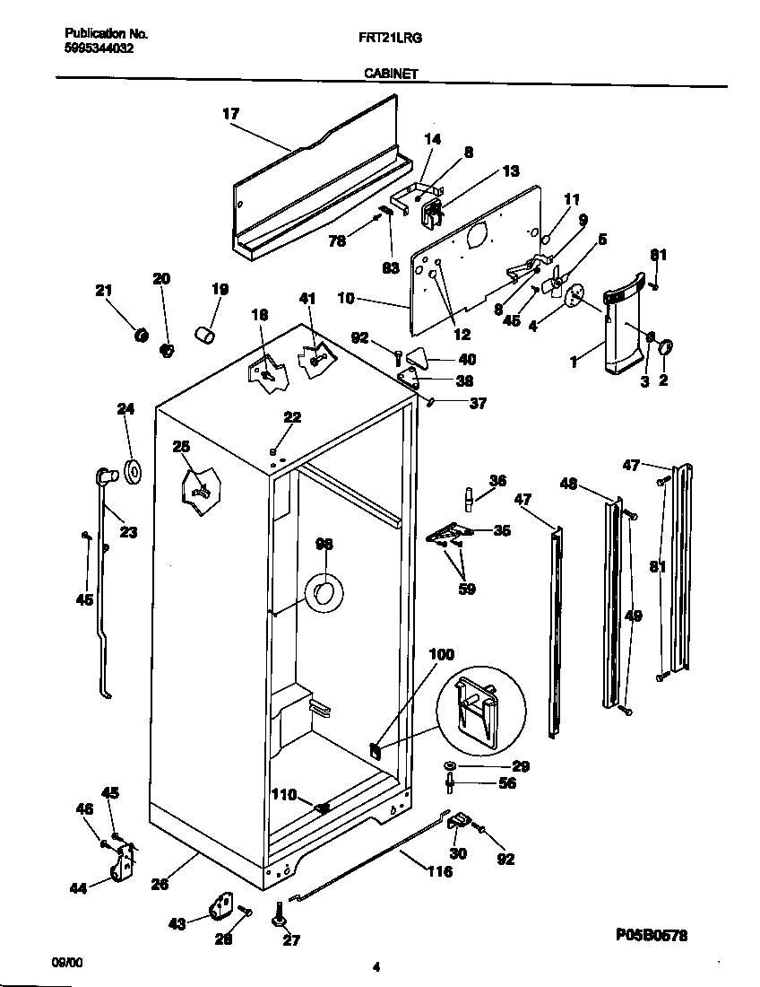Frigidaire FRT21LRGW8 cabinet diagram